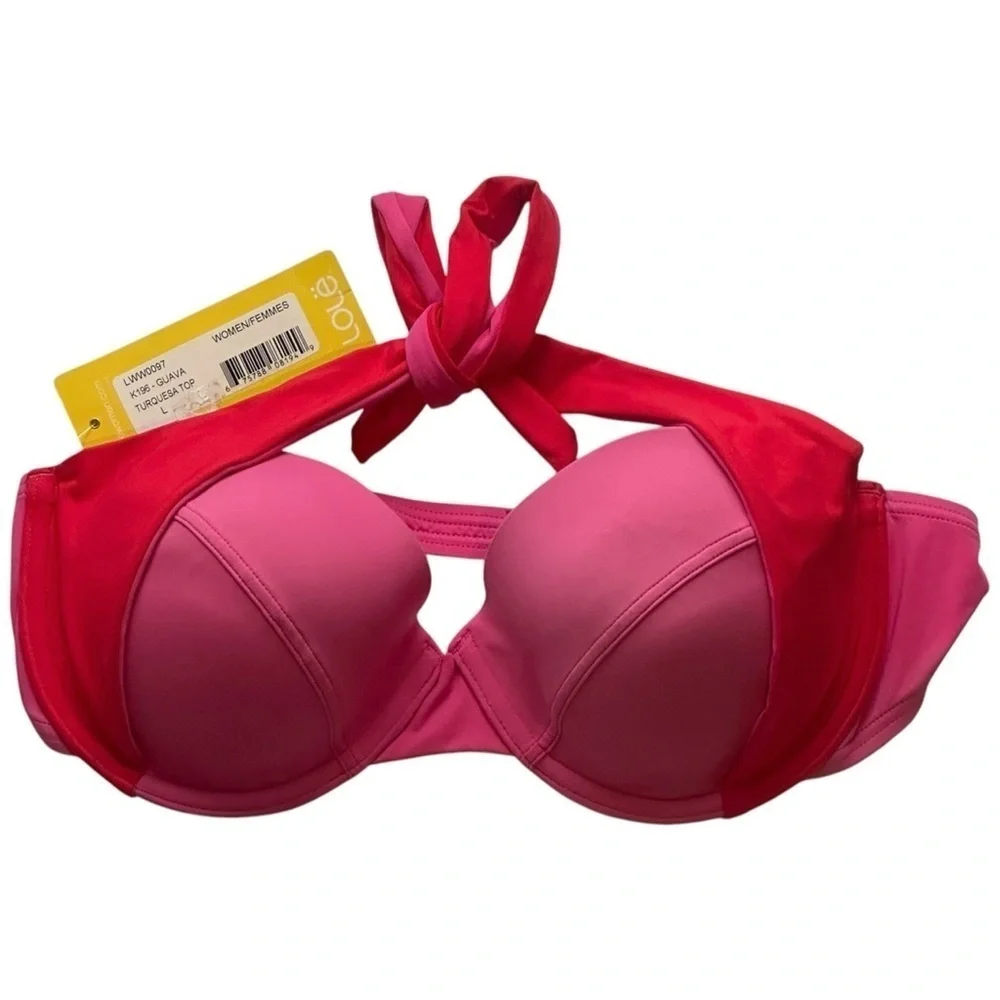NWT Lole Turquesa Colorblock Underwire Bikini Top Guava Pink/Red Women’s Large